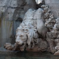 Fountain of the Four Rivers - Detail: Inner fountain lion sculpture 