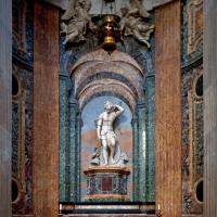 Sant'Agnese in Agone - Interior: View of Saint Sebastian sculpture on left hand arm of chapel