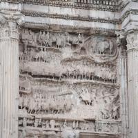 Arch of Septimius Severus - Detail: View of the right relief panel of the western face of the Arch of Septimius Severus which depicts Romans fighting Osroenes