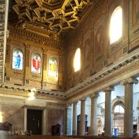 Santa Maria in Trastevere - View of the nave of Santa Maria in Trastevere looking towards the entrance