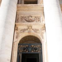 Saint Peter's Basilica - Exterior: View of a Door in the Facade of St. Peter's Basilica looking upwards