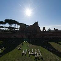 Domus Flavia - Exterior: View from NW onto so-called “hippodrome” garden