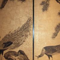 Daijoji - Interior: Peacock Room, Pine Trees and Peacocks, detail