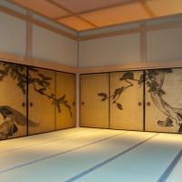 Daijoji - Storage Hall, Interior: Peacock Room, Pine Trees and Peacocks