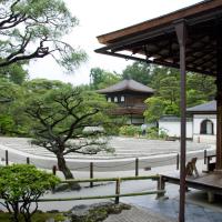 Ginkakuji - Exterior: View of Pond and Temple Grounds from Togudo
