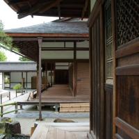 Ginkakuji - Exterior: View towards Hojo from Togudo