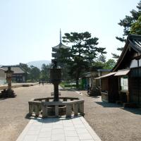 Kofukuji - Exterior: Looking north from the Nanendo (Southern Octagonal Hall) towards the Gojunoto (Five Storied Pagoda)