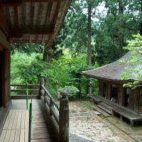 Muroji - Exterior View: Mirokudo (Maitreya Hall) from Kondo (Golden Hall) Porch