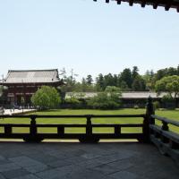 Todaiji - Inner Gate and Corridor, Exterior: View from Great Buddha Hall Porch