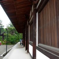 Toshodaiji - Kondo (Main Halll), Exterior: Veranda looking toward the Shoro (Bell Tower)
