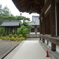 Toshodaiji - Kondo (Golden Hall, Main Hall), Exterior: West Porch with view of Kodo (Lecture Hall) and Shoro (Bell Tower)