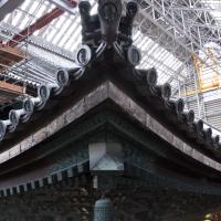 Higashi Honganji  - Amidado (Amida Hall), Exterior: Roof Detail viewed from Temporary Structure