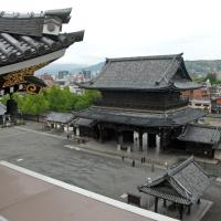 Higashi Honganji  - Goeido Mon (Founder's Hall Gate), Exterior: viewed from Amidado (Amida Hall) Temporary Structure
