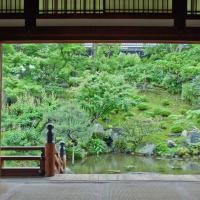 Higashi Honganji  - Pond and Garden, View from Inner Hall 