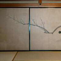 Higashi Honganji  - Inner Hall, Interior: Fusuma-e (painting on sliding door panels) of a flowering plum tree