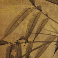 Higashi Honganji  - Inner Hall, Interior: Fusuma-e (painting on sliding door panels) detail of bamboo leaves