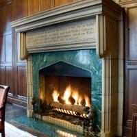Tribune Tower - Interior: Conference room, formerly office of Tribune editor and publisher Robert R. McCormick. Detail: Fireplace.