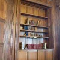 Tribune Tower - Interior: Conference room, formerly office of Tribune editor and publisher Robert R. McCormick. Detail: Bookshelf.