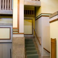 Unity Temple - Interior: View of stair to Choir.