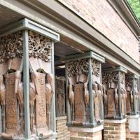 Frank Lloyd Wright Home and Studio - Exterior : Studio Annex with Stork Reliefs by Richard Bock