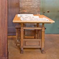 Frank Lloyd Wright Home and Studio - Interior: Table on draughting room 