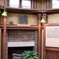 Frank Lloyd Wright Home and Studio - Interior: Library fireplace