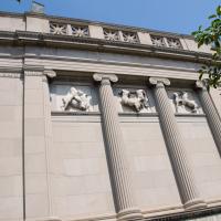 Museum of Science and Industry - Exterior: Detail showing reliefs copied from the Parthenon