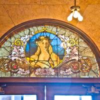 Auditorium Building - Theatre: Lunette of colored art glass in lower foyer