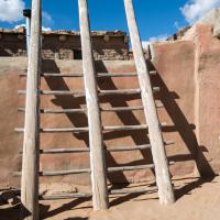 Acoma Pueblo  - Exterior: Wooden Ladder Leading to the Second Story Entrance of Kiva 