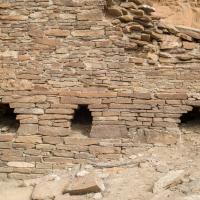 Chaco Canyon  - Hungo Pavi: Detail of Brick Wall with Holes for Wooden Supports 