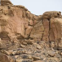 Chaco Canyon  - Hungo Pavi: Staircase Carved in Canyon Wall 