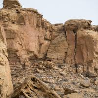Chaco Canyon  - Hungo Pavi: Staircase Carved in Canyon Wall 