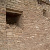 Chaco Canyon  - Chetro Ketl: Exterior Brick Wall with Niches and Wooden Supports 