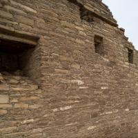 Chaco Canyon  - Chetro Ketl: Exterior Brick Wall with Niches and Wooden Supports 