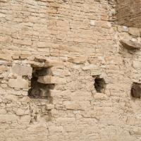 Chaco Canyon  - Chetro Ketl: Wooden Supports and Window in Brick Wall, Talus Unit 