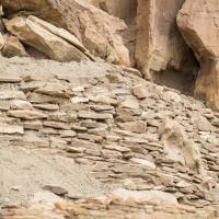 Chaco Canyon  - Chetro Ketl: Brick Wall Against Cliff Wall, Talus Unit 