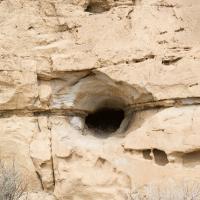 Chaco Canyon  - Pueblo Bonito:Petroglyphs and Niche in Cliff Wall 