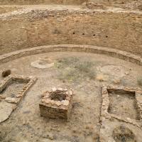 Chaco Canyon  - Pueblo Bonito: Kiva with Floor Vaults, Roof Supports and Raised Firebox  