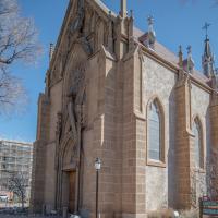 Loretto Chapel  - Exterior: Narthex and South Buttresses  