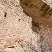 Mesa Verde  - Brick Wall and Cliff Overhang at Spruce Tree House 