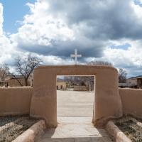San Francisco de Asis Mission Church  - Exterior: Front Gate Looking East 