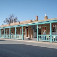 Santa Fe Plaza  - Exterior: Shops on Palace Street behind Museum of Contemporary Native Arts 