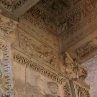 Arch of the Argentarii - Detail: View of Garlands and Capitals above Caracalla on the inside of the Arch