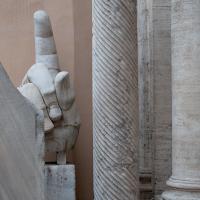 Capitoline Museums - Right Hand of Colossus and surrounding columns in Palazzo dei Conservatori courtyard
