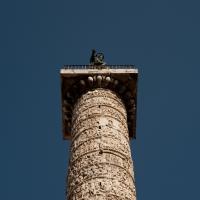 Column of Marcus Aurelius - View of the western face of the Column of Marcus Aurelius with the statue of St Paul on top
