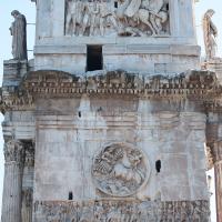 Arch of Constantine - View of the West Face of the Arch with the Goddess Luna in a Chariot above a Frieze Depicting the Departure from Milan and part of the Trajanic Frieze in the Attic