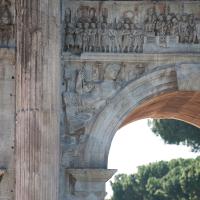 Arch of Constantine - Detail: View of the Frieze depicting Constantine distributing Money to the Poor with  River Gods in the Spandrels