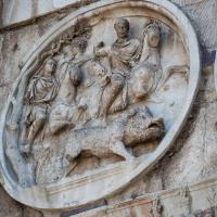 Arch of Constantine - View of a Hadrianic Tondo on the North Face of the Arch depicting the Boar Hunt