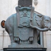Elephant and Obelisk - Detail: Profile view of Elephant facing west