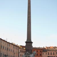 Fountain of the Four Rivers and Obelisk of Domitian - View of the obelisk and Fountain of the Four Rivers facing north